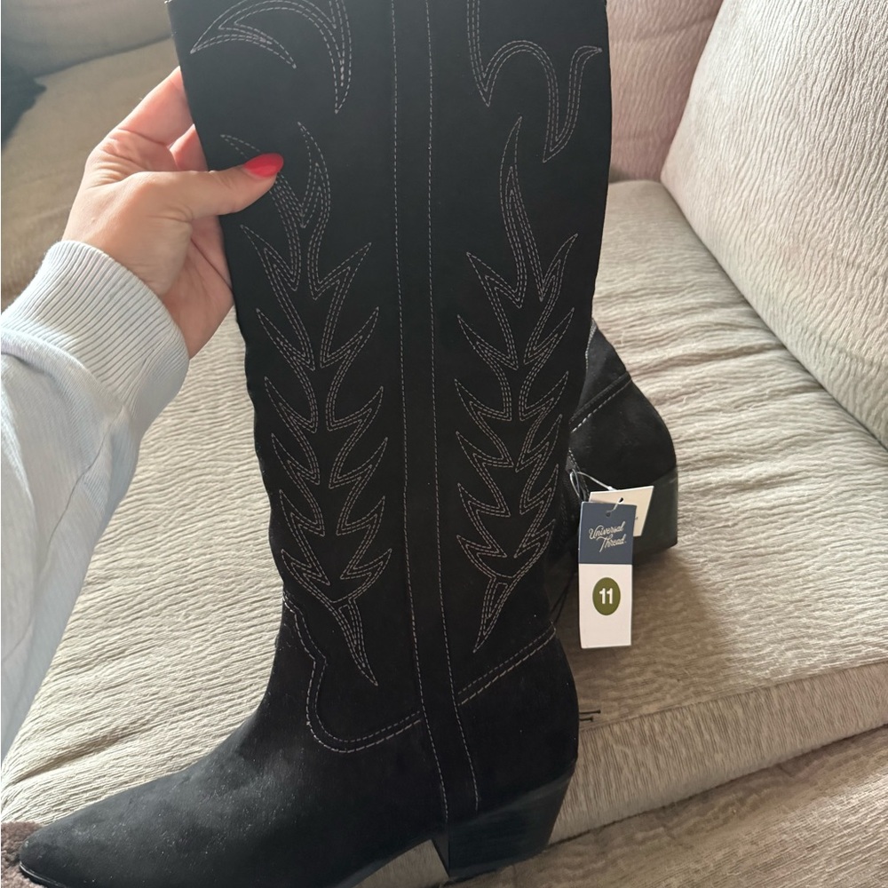Women’s Black Suede Cowboy Boots